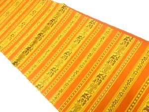 横段に龍・花鳥模様織出し全通袋帯